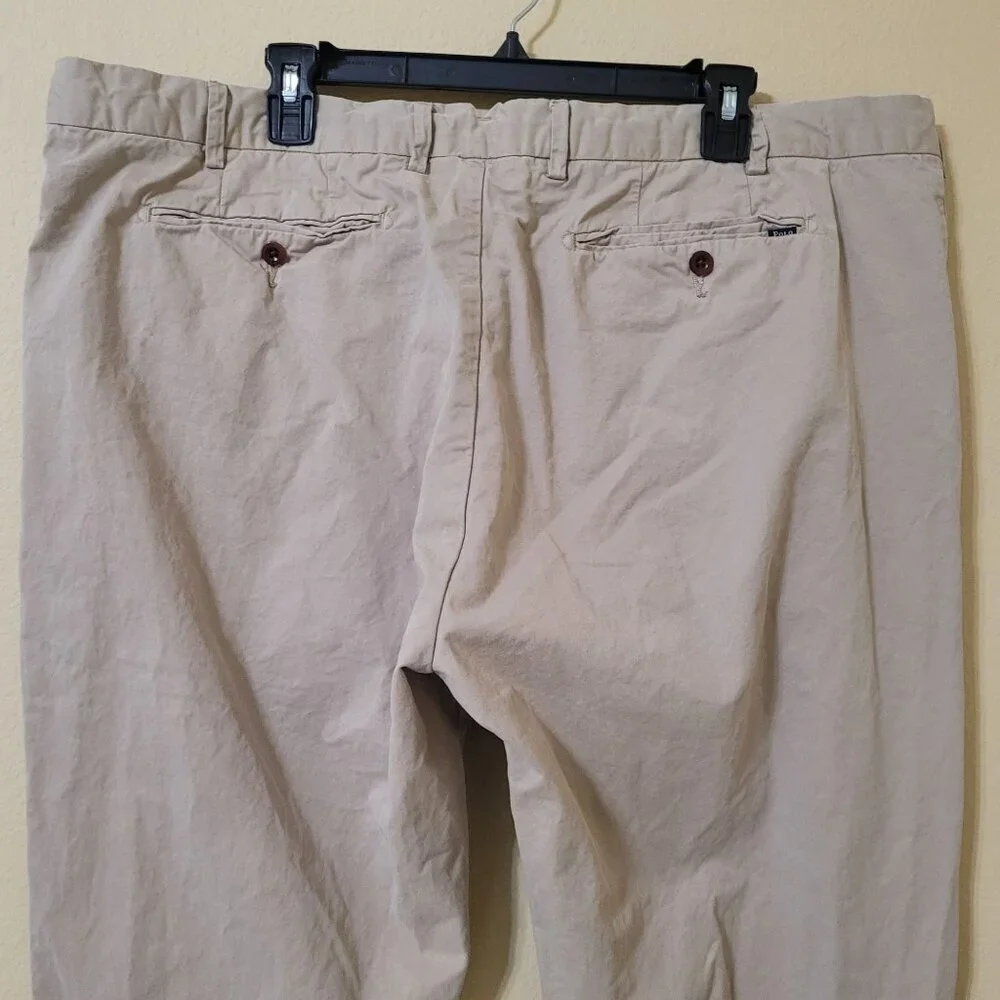 Polo By Ralph Lauren Mens Beige‎ Straight Fit Chinos Pants SZ 42/32 Cotton Blend